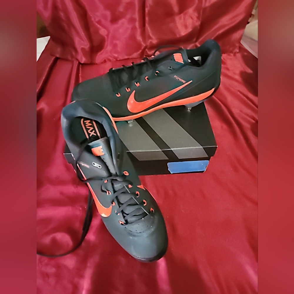Nike Flywire Baseball Cleats Size 16 Black Orange Metal SpikesNew